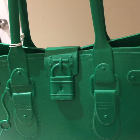 Great Bag Co. Designer Rubber Handbag Tote Purse Emerald Green Robert Ve… - Picture 5 of 9
